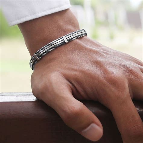 luxury silver bracelets for men